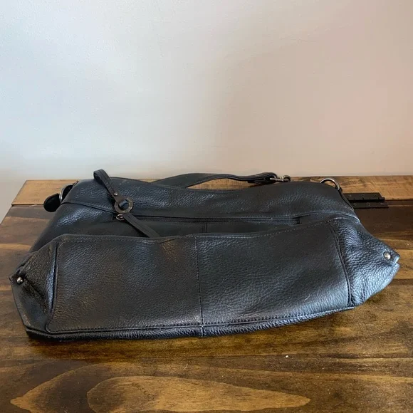 Stone Mountain Black Leather Shoulder Satchel Purse Bag - Picture 4 of 10